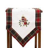 Fata de Masa Vivimall, Material In Brodat, cu Motive de Craciun Lumanari, 180 x 40 cm, Alb - vivimall.ro