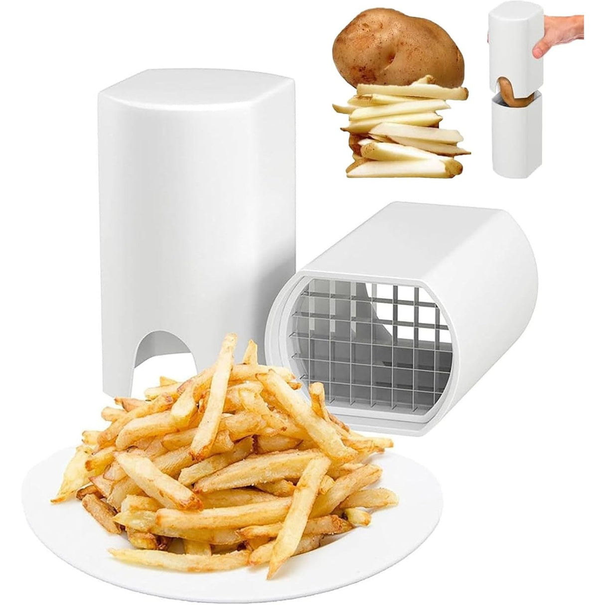 Feliator de Fructe si Legume, Vivimall, din Plastic si Otel, Mecanic, Taiere 1.2 cm Grosime, 14 x 9.5 x 8 cm, Alb - vivimall.ro