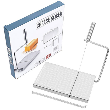 Feliator manual Vivimall, pentru cascaval, salam, prajituri, unt, din otel inoxidabil, usor de curatat si utilizat, 5 lame de schimb incluse, picioare antiderapante, 21 x 12.2 x 2.8 cm, argintiu - vivimall.ro