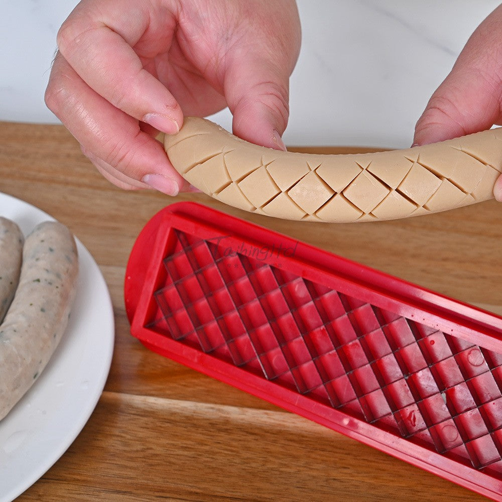 Feliator Manual Pentru Hot-Dog Crestare Carnati Si Hot-Dog, Manual, Potrivit Pentru Gratar, 29.5 X 6.5 Cm, Din Inox Si Abs, Rosu - vivimall.ro