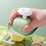 Feliator Multifunctional, Vivimall, 6 in 1, pentru Fructe si Legume, 9 Piese, Maner, Lame de Inox, Recipient Stocare, Protectie Mana, ABS, 35x12x9.4 cm, Verde - vivimall.ro