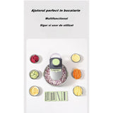 Feliator Multifunctional, Vivimall, Razatoare, 8 in 1, pentru Fructe si Legume, 12 Piese, Lame de Inox, Recipient Stocare, Separator Oua, Protectie Mana, ABS, Gri/Verde, 29.5x9x21.8 cm - vivimall.ro