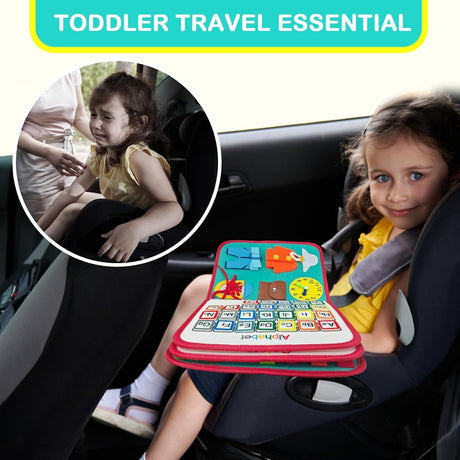 Carte Senzoriala Educativa Montessori, Vivimall, cu Activitati, Dezvoltare Abilitati Motorii, 4 Pagini, Model Spatiu Cosmic, 28x22x7 cm, Albastru - vivimall.ro