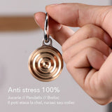 Fidget Spinner Titirez Anti Stress, Flippy, Tip Pandativ / Breloc, Ondulatii Mari, Otel Inoxidabil, 30x30x8 mm, Auriu - vivimall.ro