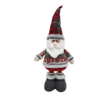 Figurina Decorativa, Pentru Craciun, Vivimall, Mos Craciun, Picioare Telescopice, Inaltime Reglabila 44-54cm, Bluza cu Fulgi, Rosu/Gri - vivimall.ro