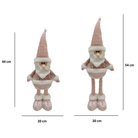 Figurina Decorativa, Pentru Craciun, Vivimall, Mos Craciun, Picioare Telescopice, Inaltime Reglabila 44-54cm, Bluza cu Paiete, Roz - vivimall.ro