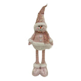 Figurina Decorativa, Pentru Craciun, Vivimall, Om de Zapada, Picioare Telescopice, Inaltime Reglabila 44-54cm, Caciula cu Paiete, Roz - vivimall.ro