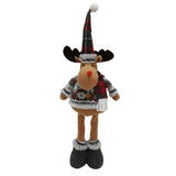 Figurina Decorativa, Pentru Craciun, Vivimall, Ren, Picioare Telescopice, Inaltime Reglabila 44-54cm, Bluza cu Fulgi, Rosu/Gri - vivimall.ro