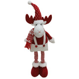 Figurina Decorativa, Pentru Craciun, Vivimall, Ren, Picioare Telescopice, Inaltime Reglabila 44-54cm, Caciula cu Inimioare, Alb/Rosu - vivimall.ro