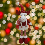 Figurina Decorativa, Pentru Craciun, Vivimall, Ren, Picioare Telescopice, Inaltime Reglabila 44-54cm, Caciula cu Inimioare, Alb/Rosu - vivimall.ro