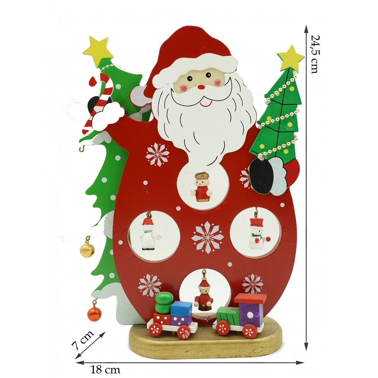 Figurina decorata, Mos Craciun, Rosu, din Lemn, 18 cm x 24.5 cm, Interior, Vivimall - vivimall.ro