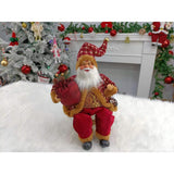 Figurina Decorativa Craciun, Vivimall, Mos Craciun Asezat cu Sac si Felinar, 35 x 18 x 20 cm, Material Plastic+Textil, Interior/Exterior, Rosu/Auriu, Resigilat - vivimall.ro