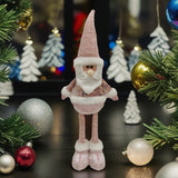 Figurina Decorativa, Pentru Craciun, Vivimall, Mos Craciun, Picioare Telescopice, Inaltime Reglabila 44-54cm, Bluza cu Paiete, Roz - vivimall.ro