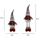 Figurina Decorativa, Pentru Craciun, Vivimall, Om de Zapada, Picioare Telescopice, Inaltime Reglabila 44-54cm, Caciula cu Fugi, Rosu/Gri - vivimall.ro
