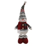 Figurina Decorativa, Pentru Craciun, Vivimall, Om de Zapada, Picioare Telescopice, Inaltime Reglabila 44-54cm, Caciula cu Fugi, Rosu/Gri - vivimall.ro