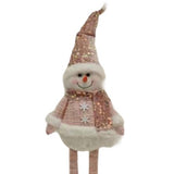 Figurina Decorativa, Pentru Craciun, Vivimall, Om de Zapada, Picioare Telescopice, Inaltime Reglabila 44-54cm, Caciula cu Paiete, Roz - vivimall.ro