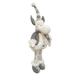 Figurina Decorativa, Pentru Craciun, Vivimall, Ren, Picioare Telescopice, Inaltime Reglabila 52- 82 cm, Pantaloni Luciosi, Alb/Argintiu - vivimall.ro