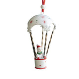 Figurina pentru Brad de Craciun, Flippy, Model Om de Zapada in Balon cu Aer Cald, Ornament pentru Brad, din Metal, 11 x 5.5 x 5.5 cm, Alb - vivimall.ro