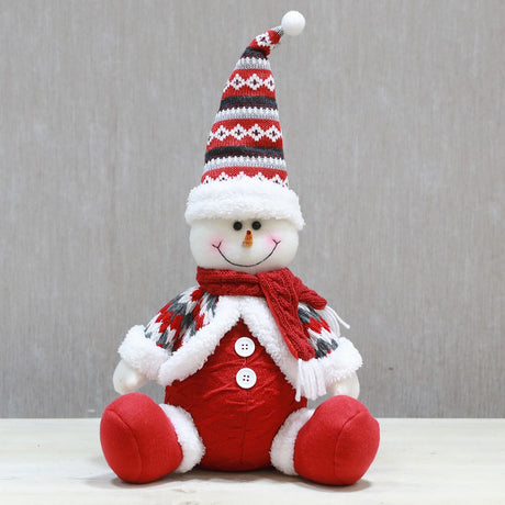 Figurina, Decoratiune Craciun, Om de zapada, 43x17 cm, rosu cu alb - vivimall.ro