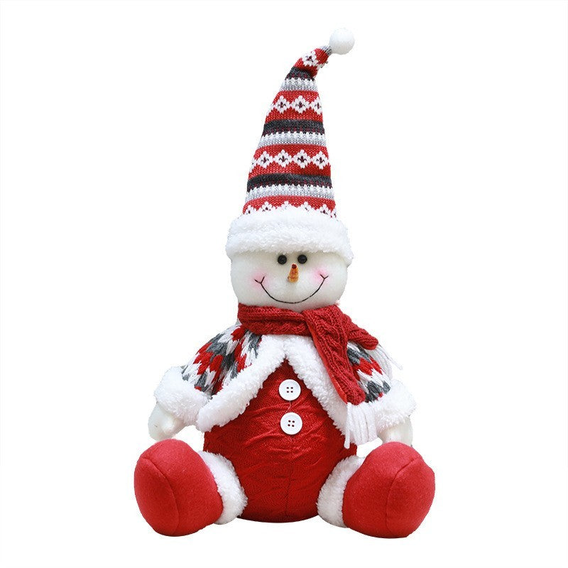 Figurina, Decoratiune Craciun, Om de zapada, 43x17 cm, rosu cu alb - vivimall.ro