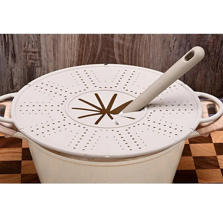 Capac Sita pentru Tigaie, Vivimall, 28 inch, Capac din Silicon pentru Scuregere, Rezistent la Remperaturi ridicate, Anti-Stropire, Deflector de Ulei, Alb - vivimall.ro