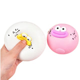 Jucărie squishy Flippy gogoașă cu ochi mari, alb și roz, 9 cm, vedere frontală