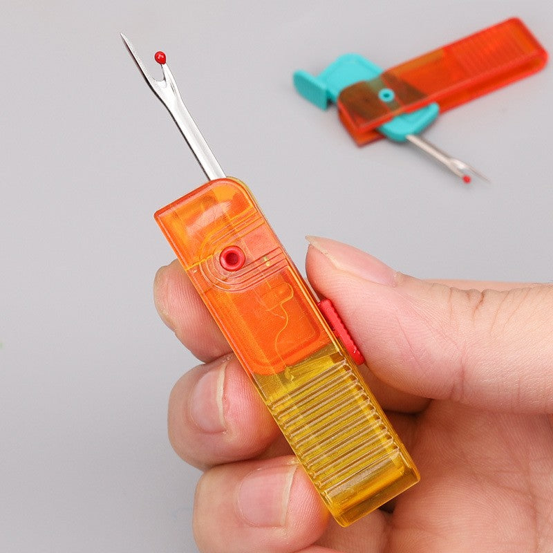 Dispozitiv pentru Descusut, Flippy, Taietor de Etichete, 1.7 x 7 cm, Pliabil, din Plastic, Albastru/Portocaliu