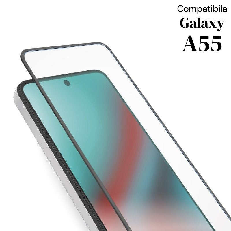 Folie de Protectie Ceramica, Flippy, Compatibila cu Samsung Galaxy A55, Ceramics 9D, Antisoc, Margini Negre, Transparent - vivimall.ro