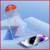 Folie de Protectie cu Instalare Rapida, Flippy, pentru Apple iPhone 15 Pro Max, Tempered Glass Easy Tool, Full Cover, Protectie Difuzor, HD, Margini Negre, Transparent - vivimall.ro