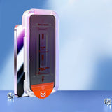 Folie de Protectie cu Instalare Rapida, Flippy, pentru Apple iPhone 15 Pro, Privacy Tempered Glass Easy Tool, Full Cover, Protectie Difuzor, HD, Margini Negre, Transparent - vivimall.ro