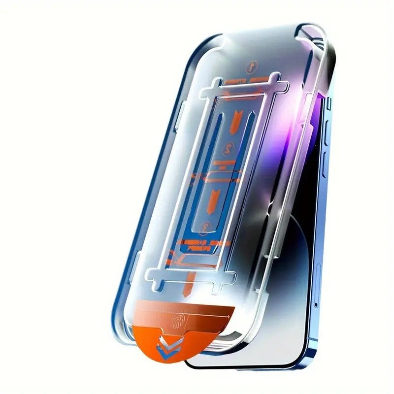 Folie de Protectie cu Instalare Rapida, Flippy, pentru Apple iPhone 15 Pro, Privacy Tempered Glass Easy Tool, Full Cover, Protectie Difuzor, HD, Margini Negre, Transparent - vivimall.ro