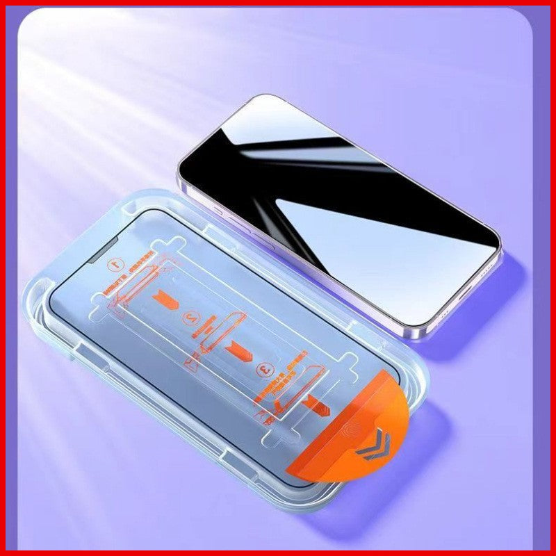 Folie de Protectie cu Instalare Rapida, Flippy, pentru Apple iPhone 15, Tempered Glass Easy Tool, Full Cover, Protectie Difuzor, HD, Margini Negre, Transparent - vivimall.ro