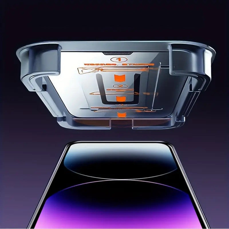 Folie de Protectie cu Instalare Rapida, Flippy, pentru Apple iPhone 15, Tempered Glass Easy Tool, Full Cover, Protectie Difuzor, HD, Margini Negre, Transparent - vivimall.ro