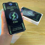 Detaliu folie Vivimall Tempered Glass ESD Electroplate pentru iPhone 15 Plus, acoperire completă și transparență HD