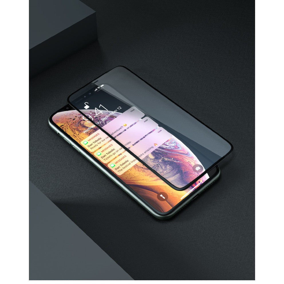 Folie protecție Full Cover iPhone 15 Plus, decupare laser precizie, margini negre detaliu