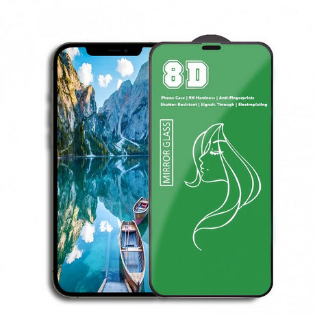 Folie de Protectie, Vivimall, pentru iPhone 15, Tempered Glass Mirror 8D, Efect Oglinda, HD, Verde - vivimall.ro