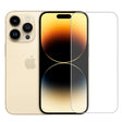 Folie sticlă securizată 3D pentru iPhone 14 Pro, transparentă, vedere frontală pe dispozitiv