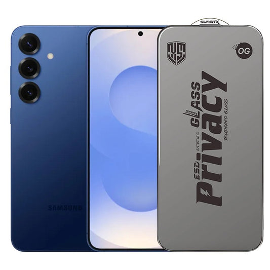 Folie de Protectie pentru Samsung Galaxy S25+, Vivimall, Sticla Securizata ESD Antistatica, Super-X Privacy OG, Margini Negre, 0.30 mm, Transparent Inchis - vivimall.ro