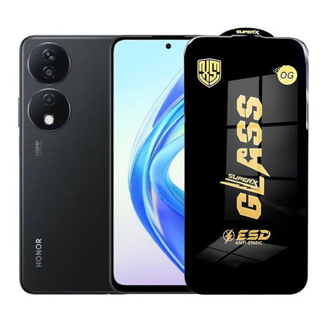 Folie sticlă securizată ESD pentru Honor X7b, margini negre, grosime 0.35 mm, vedere frontală