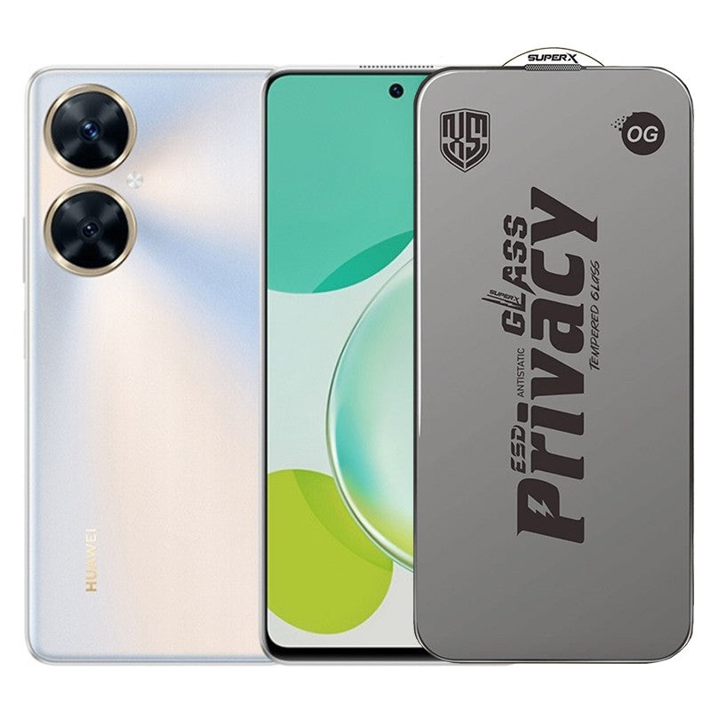 Folie de Protectie pentru Huawei Enjoy 60, Flippy, Sticla Securizata ESD Antistatica, Super-X Privacy OG, Margini Negre, 0.30 mm, Transparent Inchis - vivimall.ro