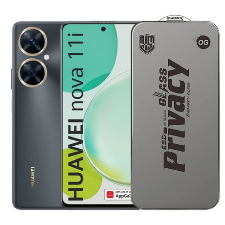 Folie sticlă securizată ESD pentru Huawei Nova 11i, 0.30 mm, margini negre, vedere frontală