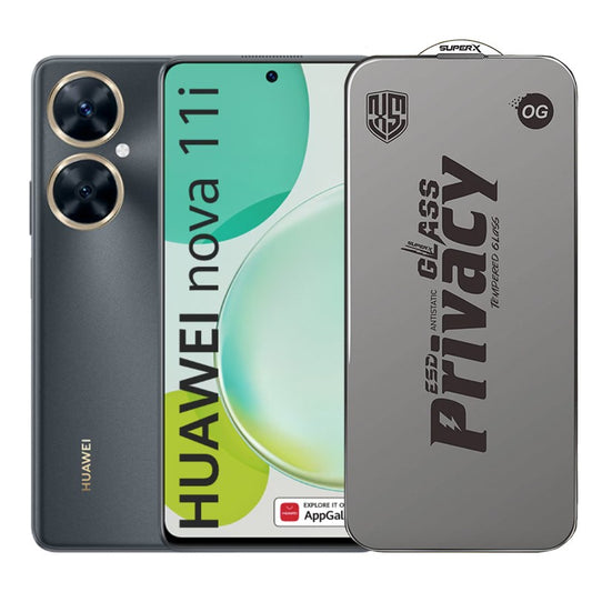 Folie de Protectie pentru Huawei Nova 11i, Vivimall, Sticla Securizata ESD Antistatica, Super-X Privacy OG, Margini Negre, 0.30 mm, Transparent Inchis - vivimall.ro