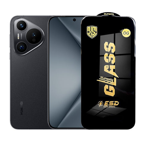 Folie sticlă securizată ESD pentru Huawei Pura 70, grosime 0.35 mm, margini negre, vedere frontală