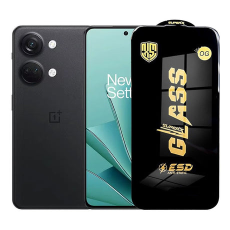 Folie sticlă securizată ESD pentru OnePlus Ace 2V, 0.35 mm, margini negre, vedere frontală
