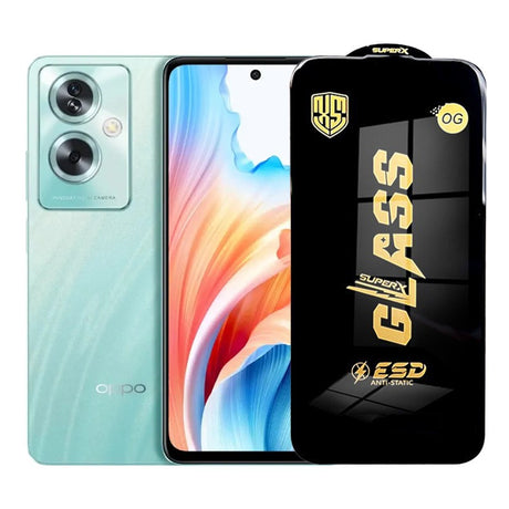 Folie sticlă securizată ESD pentru Oppo A2, 0.35 mm, margini negre, vedere frontală
