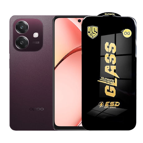 Folie sticlă securizată ESD pentru Oppo A3, grosime 0,35 mm, margini negre, vedere frontală