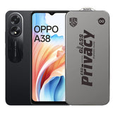 Folie sticlă securizată ESD Flippy Super-X Privacy pentru Oppo A38, vedere frontală, margini negre