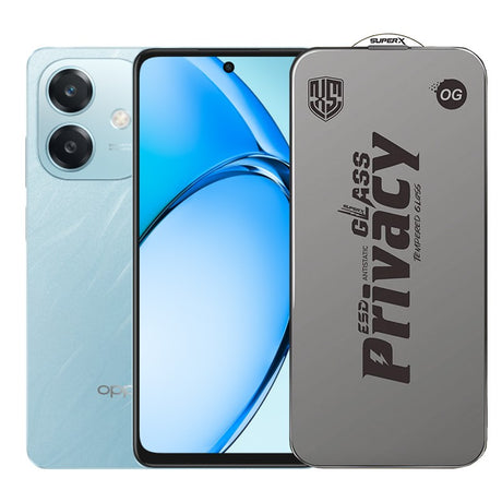 Sticlă securizată ESD antistatică pentru Oppo A3x, model Super-X Privacy OG, margini negre, vedere frontală