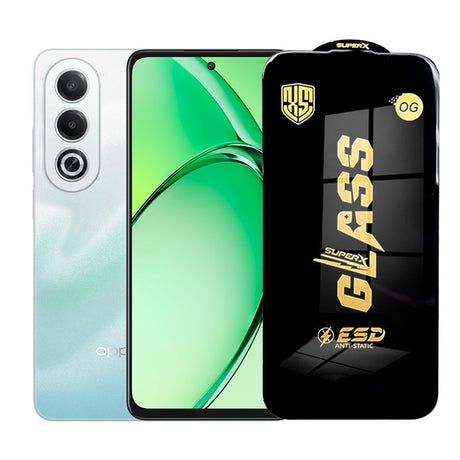 Folie protecție Oppo K12x din sticlă securizată ESD, 0.35 mm, margini negre, vedere frontală