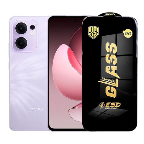 Folie protecție Oppo Reno13 F din sticlă securizată ESD, 0.35 mm, margini negre, vedere frontală